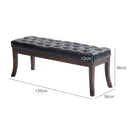 Panca Fondo Letto Imbottita con Design a Bottoni e Gambe Ricurve 120x38x46 cm in Pelle PU e Legno Nero