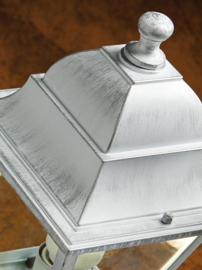 Applique Piccola in Alto da Esterno  in Alluminio Sovil Bianco e Argento