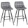 Set mit 2 gepolsterten Barhockern 45 x 47 x 88 cm aus Metall und grauem Samtstoff