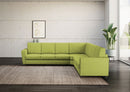 Divano Angolare 7 Posti 288x288x85 cm Yasel in Tessuto Verde