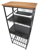 Mobile Porta Bottiglie Industry 68x37x165 cm in Ferro e Specchio e Legno di Abete Marrone