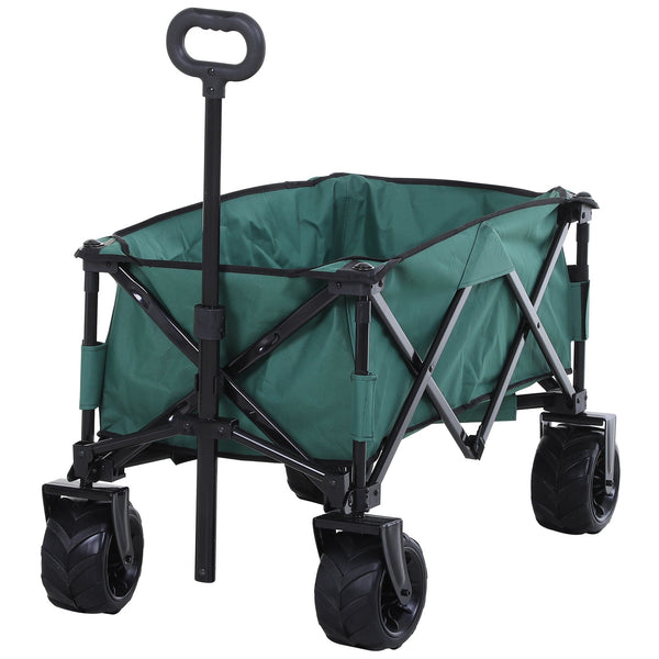 Carrello da Giardino Carico max 70kg con Maniglia Telescopica 108x55 cm in Metallo e Tessuto Oxford Verde sconto