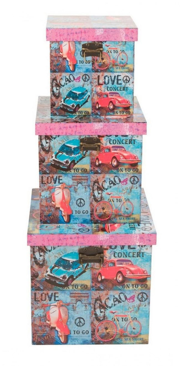 Set mit 3 quadratischen Kästen Car 136 in MDF prezzo