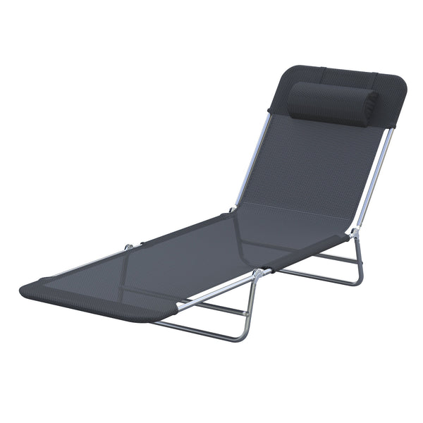sconto Klappbare Garten-Sonnenliege aus Stahl und Stoff 185 x 56 x 24,5 cm Schwarz