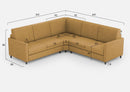 Divano Angolare 5 Posti 241x241x85 cm Karay in Tessuto Ocra