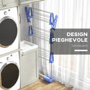 Stendino Verticale 3 Ripiani Regolabili 142x55x152 cm in Acciaio e Plastica Blu e Argento  