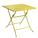 Tavolino Pieghevole da Giardino in Acciaio 70x70x71cm Quadro Giallo