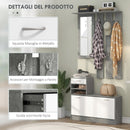 Mobile Guardaroba per Ingresso con Specchio Appendiabiti e Scarpiera Regolabile Grigio     