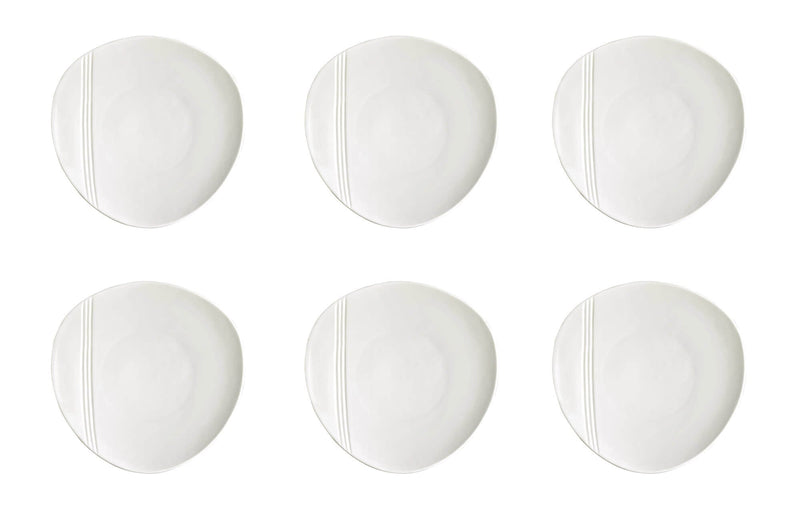 Set 6 Piatti Frutta Ø20,5 cm in Porcellana Allluminica Kaleidos Aluxina Miami Bianchi
