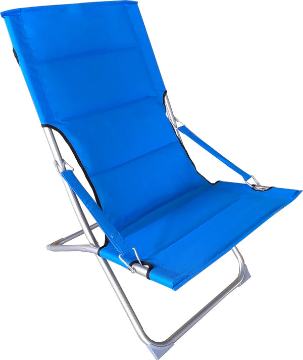 sconto Spiaggina Sedia a Sdraio Prendisole Pieghevole 84x63x89 cm in Acciaio e Tessuto Oxford Blu