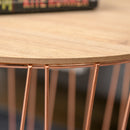 Set 2 Tavolini Contenitori Ripiano Rimovibile in Metallo e MDF Oro Rosa e Legno