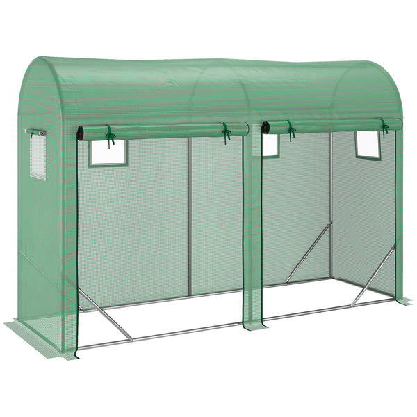 sconto Tunnel-Gewächshaus 300 x 100 x 200 cm aus Stahl und grünem PE