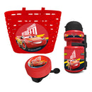 Set Cestino Borraccia e Campanello per Bicicletta con Licenza Disney Cars 