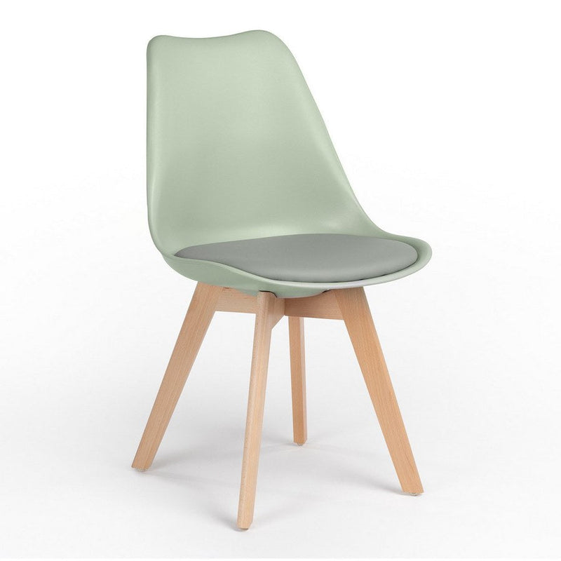 Set 4 sedie 53,5x48,5x83 cm Gambe in Legno Candice Verde Chiaro