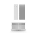 Set Ingresso Mobile 1 Anta a Ribalta Appendiabiti 91x36x165 cm e Specchio 50x110 cm Modello Dama Bianco Lucido