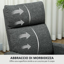 Poltrona Relax con Reclinazione Manuale 145° 69x91x101 cm Rivestimento in Ciniglia Grigio   