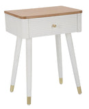 Comodino Matera 45x62x32 cm in Legno MDF e Ferro Bianco/Marrone