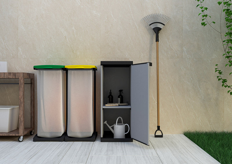 Armadio da Esterno 34x40x85 cm 1 Anta 1 Ripiano in Resina Grigio    