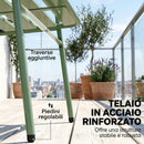 Set 4 Pezzi Salotto da Giardino con Divano 2 Sedie e Tavolino in Metallo con Doghe Verde      