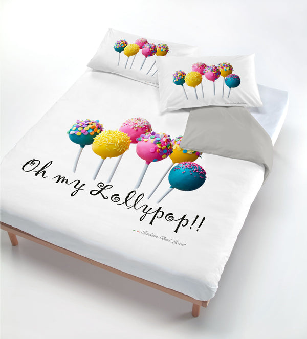 sconto Bettbezug mit Aufdruck auf der Tasche und Lollypop-Kissenbezügen