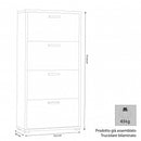 Scarpiera 4 Ante a Ribalta 75,3x33x151,8 h cm in Truciolare bilaminato Bianco Cemento