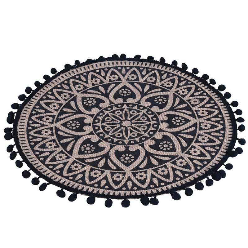 Set 6 Tovagliette Ø38 cm  in Juta VdE Tivoli 1996 Black Nero e Beige