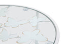 Tavolinetti Bianco Heart Coppia Ø43x60-38x55 cm in Ferro e Vetro Bianco e Oro
