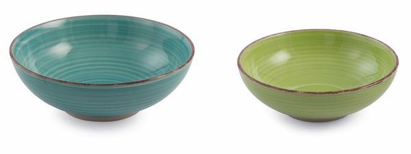 prezzo Set 2 Salatschüsseln aus Steingut Villa d'Este Home Tivoli Türkis und Grün Baita