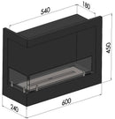 Camino a Bioetanolo da Incasso 60x45 cm  Corner 600 Right Nero