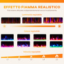 Camino Elettrico da Incasso 106.7x9.4x47 cm con Fiamma Indipendente 3 Modalità di Riscaldamento e Telecomando Nero      