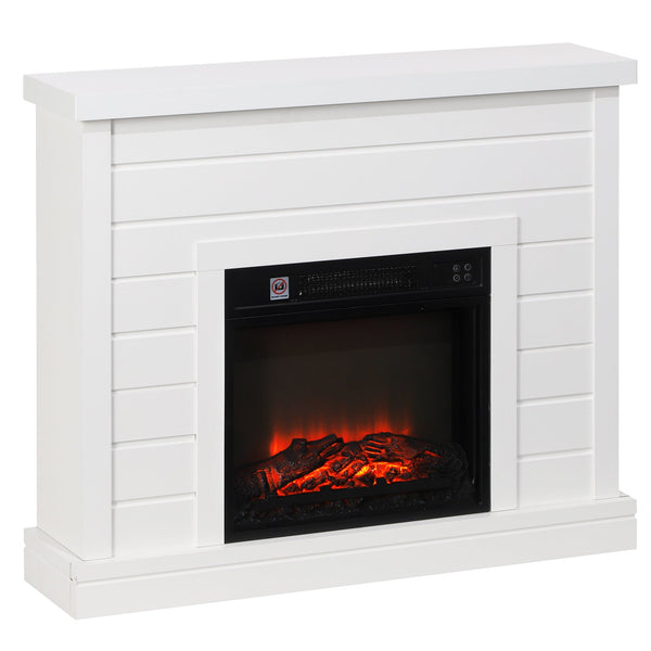 Camino Elettrico da Pavimento 1800W Effetto Fiamma e Telecomando 96,5x22x81,7 cm Bianco acquista