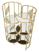 Libreria Leaf Double 73x90x35 cm in Ferro e MDF Oro