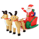 Gonfiabile Babbo Natale su Slitta con Renne 240x140x100 cm con 6 LED Autogonfiabile da Esterno in Poliestere      