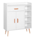 Madia Mobiletto Soggiorno con Piedi in Legno di Pino Bianco 80x29.5x96 cm 