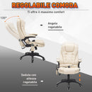 Sedia Poltrona Massaggiante da Ufficio 62x68x121 cm con Riscaldamento in Similpelle Beige