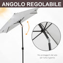 Ombrellone da Giardino 2x3 m Palo Ø38 mm Rettangolare in Alluminio Beach Bianco Crema