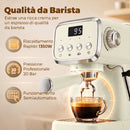 Macchina Caffè Espresso Semiautomatica 20 Bar 1350 W con Lancia Montalatte 1 o 2 Tazze Acqua Calda e Scaldatazze in Acciaio Inox e ABS      