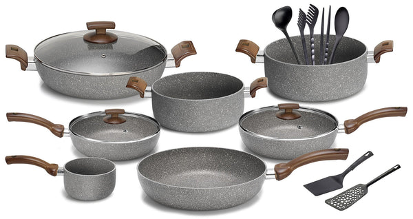 prezzo Olympia Woody 16-teiliges Kochgeschirr-Set aus Antihaft-Aluminium