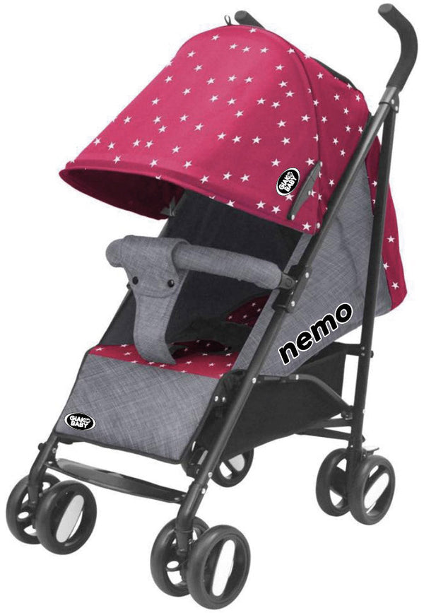 Leichter faltbarer Kinderwagen mit Tasche Nemo Pink mit Sternen sconto