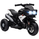 Moto Elettrica per Bambini 3-5 Anni 86x42x52 cm con 3 Ruote Luci e Suoni Batteria 6V Nero      