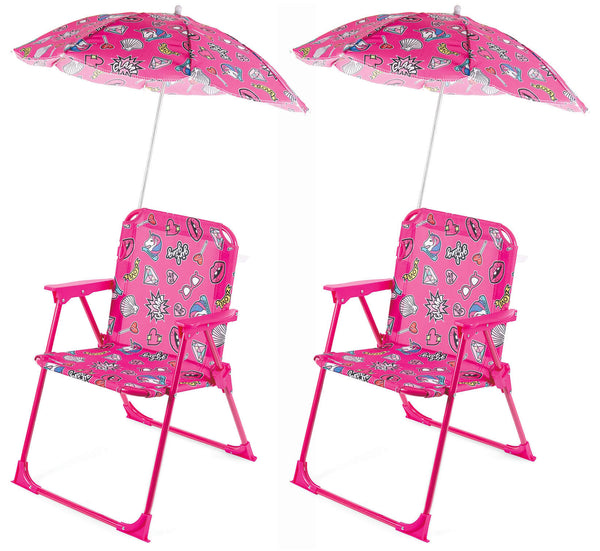 online Set mit 2 zusammenklappbaren Spiaggine-Strandstühlen für Kinder mit Soriani Oxford Glamour-Sonnenschirm