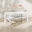 Tavolino da Salotto Rettangolare 90x45x44,5 cm con Ampio Ripiano in MDF Bianco      