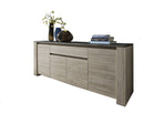Credenza Mobile da Salotto Top in Pietra 4 Porte 1 Cassetto 84x210x51cm TFT  Elba Quercia e Pietra Scura