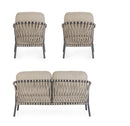 Set 3 Pezzi Salotto da Giardino con Divano 2 Poltrone in Alluminio e PP Edvige Antracite 