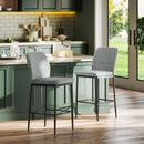 Set 2 Sgabelli Bar Moderni con Poggiapiedi e Schienale in Velluto Grigio   
