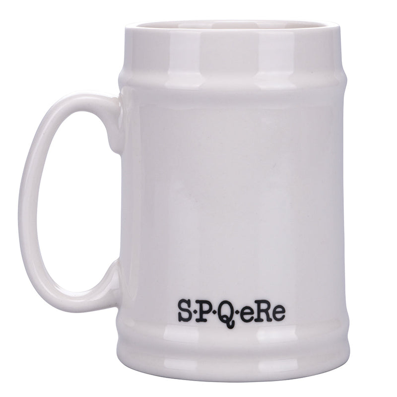 Boccale di Birra Ø8x13 cm in New Bone China VdE Tivoli 1996 Spqr bianco