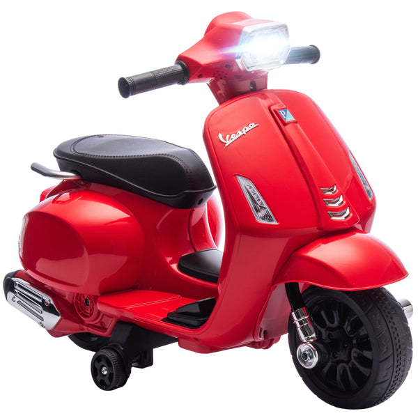 Scooter Elettrica per Bambini Licenza Piaggio Vespa 6V Faro Clacson Ruote Ausiliarie Rosso sconto