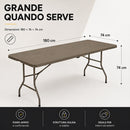 Tavolo Pieghevole da Esterno 180x74x74 cm con Piano in HDPE Effetto Legno a Valigia Tortora      