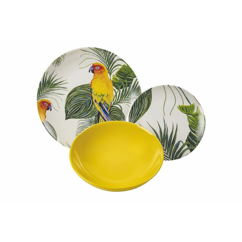 Servizio Piatti 18 Pezzi in Porcellana VdE Tivoli 1996 Parrot Jungle