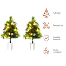 Set 2 Mini Alberi di Natale Artificiali Ø33x75 cm con 24 Luci Pigne e Bacche  Pino Verde